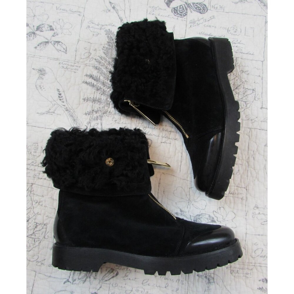 EUC $700 ITALY Burberry Quinsley Shearling Suede Lug waterproof Boots 36 6 - Picture 7 of 16